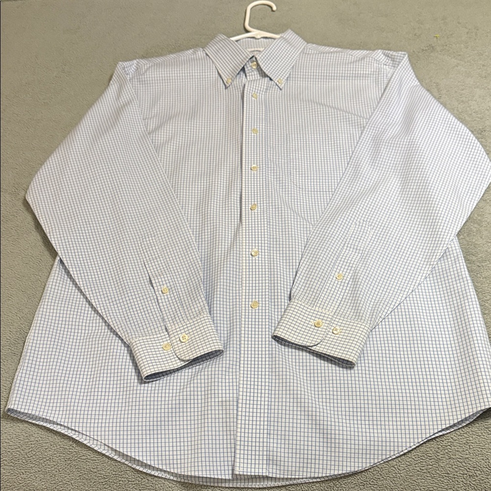Brooks Brothers Blue Checkered Dress Shirt EXCELLENT CONDITION PRESSED